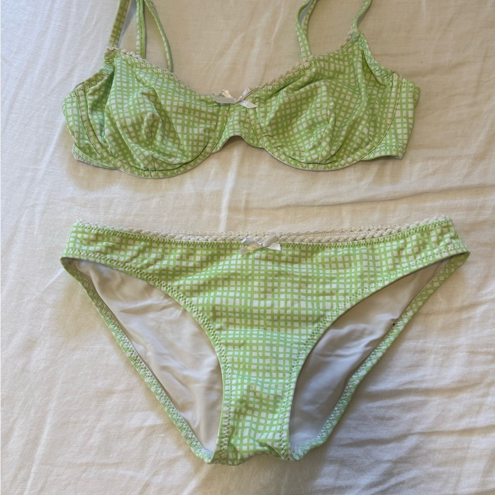 NWOT 
The Daphne Gingham Underwire Bikini Top and Bottom. Size small